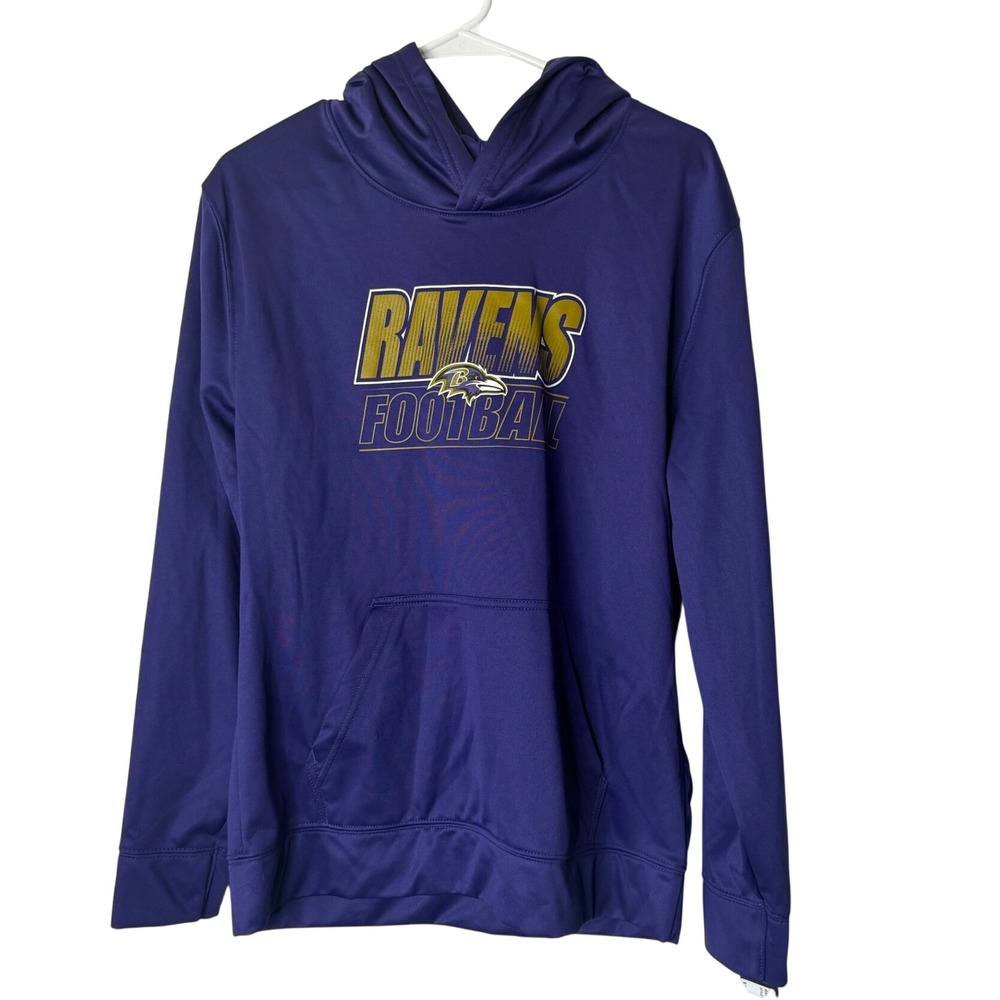 NFL Team Apparel Baltimore Ravens Football Hoodie Kids XL 18/20 Purple Athletic